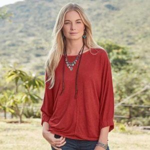 Sundance Ariane Linen Fringe Dolman Sleeve Top